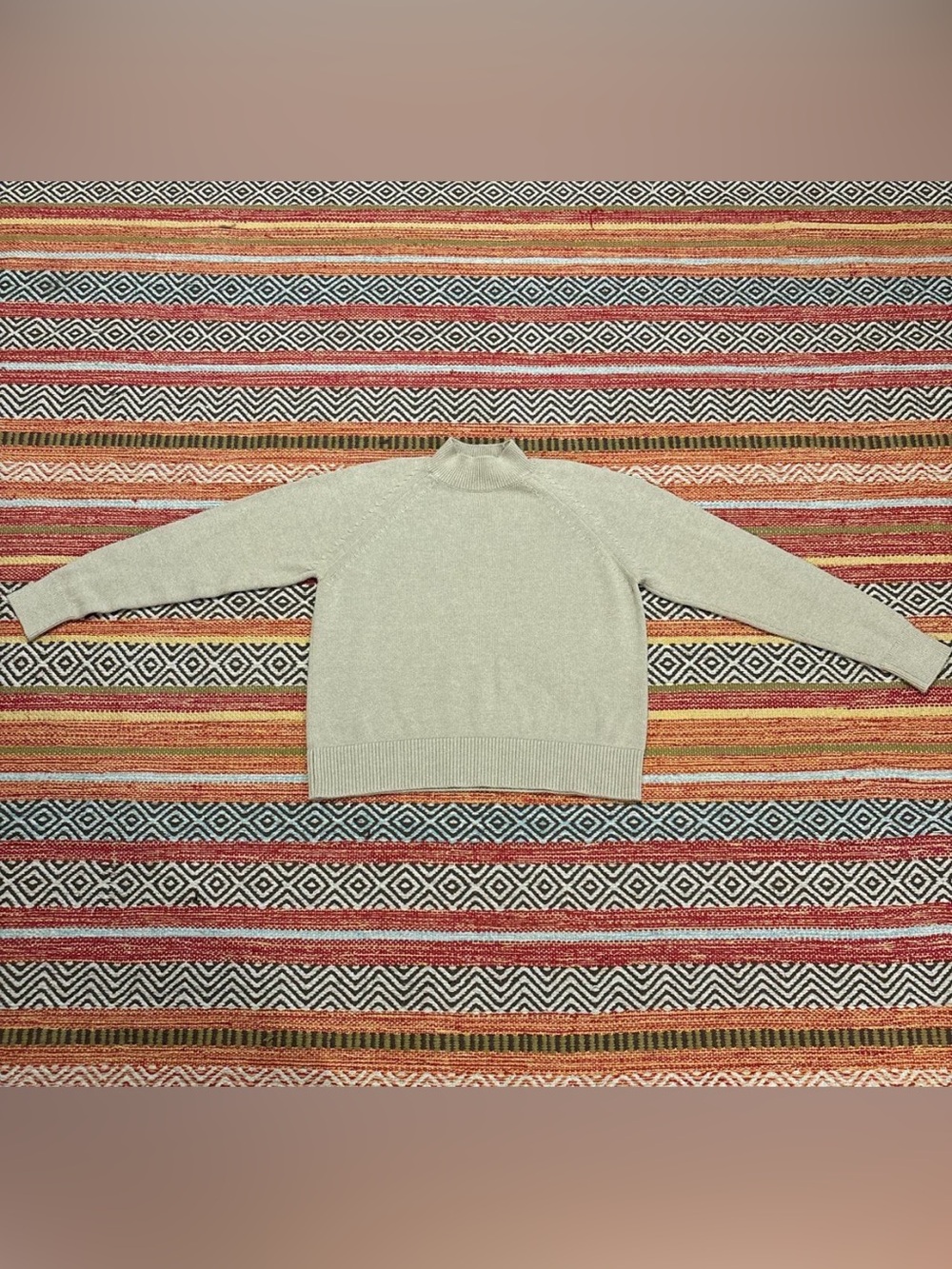 Quince Women's 100% Organic Cotton Mock Neck Sweater Beige XS